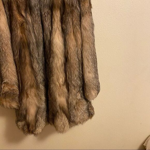 🍄 Crystal Fox Fur Genuine Brown Fur Coat - Picture 12 of 15
